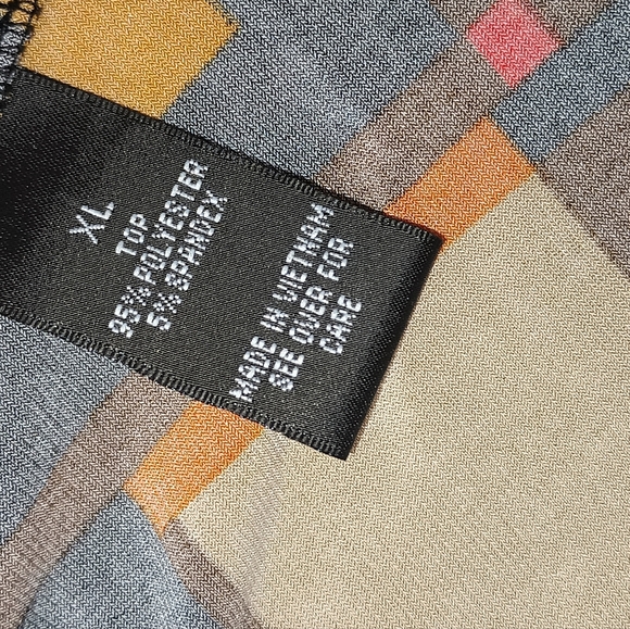 AB Studio Multicolor Geometric Cowl Neck Blouse XL - Picture 4 of 5